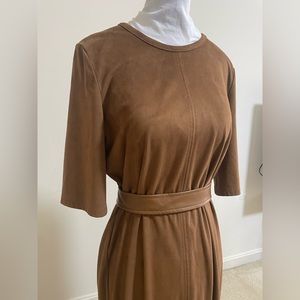 Zara Faux Suede Belted Dress